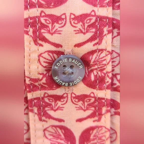 NWT - Eddie Bauer Mens Classic Short Sleeve Baja Shirt – Fox Print – Size M - Picture 11 of 16